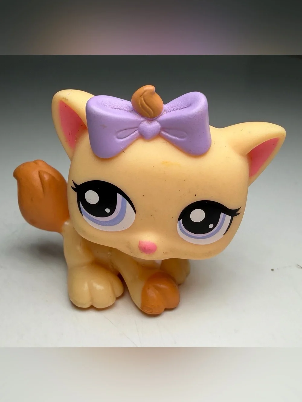 Purple Lilac Bow Kitten Cat Figurine LPS Littlest Pet Shop Collectible